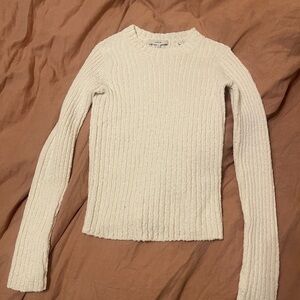 Vince Cream Ribbed Knit Sweater